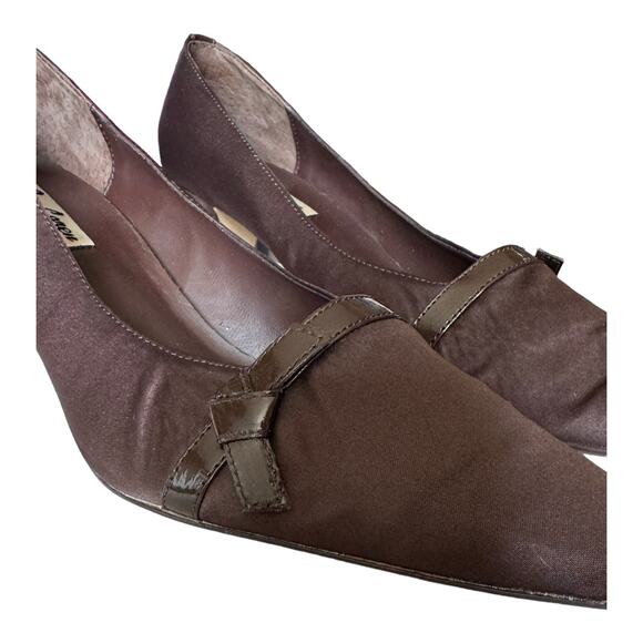 J. Loren Collection vintage brown fabric covered pumps with square toes size 8.5 - Picture 5 of 16